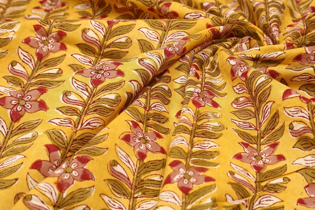 Beautiful Hand Block Print Indian Fabric, India Dress Fabric, Block