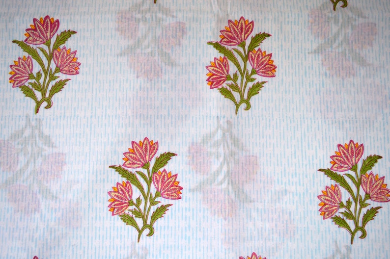 Mughal Boota Print Cotton Fabric: Indian Block Print Cloth - Etsy