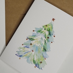 Two Pack Christmas Tree Card | Christmas Card 5.5 x 4.5&quot; Merry Christmas Card Envelope and Sticker | Card Set
