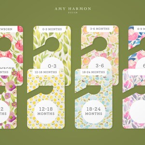 Floral Baby Girl Closet Dividers, Nursery, Kid's Clothes, Printable Digital File image 2