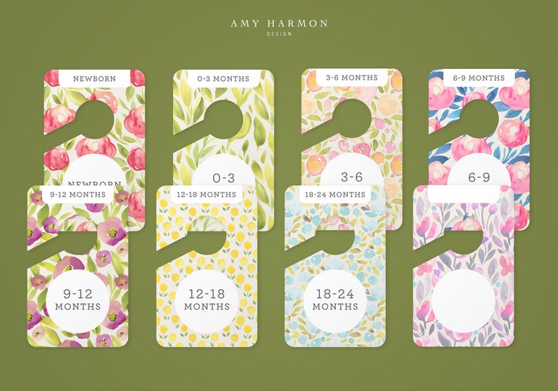 Floral Baby Girl Closet Dividers, Nursery, Kid's Clothes, Printable Digital File image 2