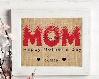 Happy Mother's day Mom - gift from kids, Mothers day Gift for Mom,  Mother's day burlap wall décor