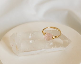 Rose Gold Fill Quartz Ring - Rose Crystal Ring For Love - Hypoallergenic Everyday Wear Jewelry - Simple And Timeless Gift - Sterling Silver