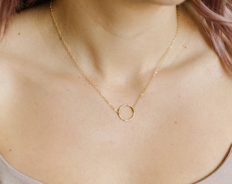 14K Gold Filled Necklace, Circle Necklace, Forever Necklace, Sterling Silver Jewelry, Minimalist Necklace, Karma Necklace, Pendant Jewelry