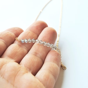Labradorite Dainty Bar Necklace In 14K Gold Fill Or Sterling Silver - Non Tarnish