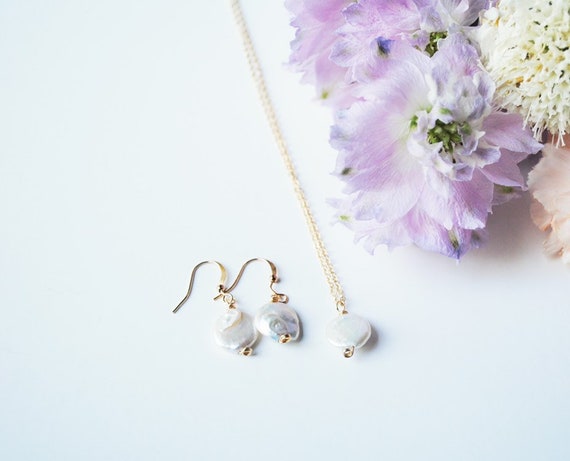 Set Gioielli In Argento Sterling Con Perle | Collana E Orecchini 'Chic' | Confezione Regalo, Pietre D'acqua Dolce