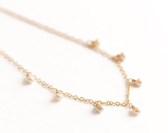 Dainty Pearl Drop Necklace • 14k Gold Filled • Freshwater Pearl Necklace • Pearl Jewelry • Bridesmaid Gift • Wedding Jewelry