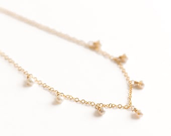 Dainty Freshwater Pearl Drop Necklace • June Birthstone Jewelry In Different Lengths And Materials