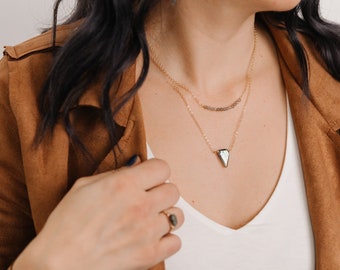 Labradorite Shield Necklace |Aura Protection Shield | A Minimalist Gemstone Statement Piece | A Protective and Elegant Necklace