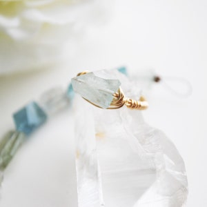 Raw Aquamarine Ring By Seaflowerjewelry - 14K Gold Fill Or 925 Sterling Silver Band Material - Different Size Options