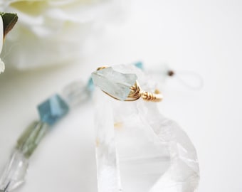 Raw Aquamarine Ring By Seaflowerjewelry - 14K Gold Fill Or 925 Sterling Silver Band Material - Different Size Options