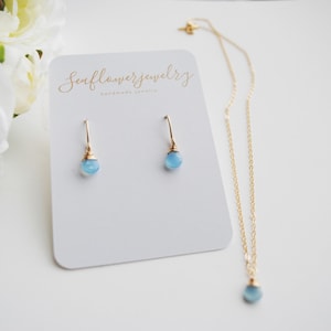 Blue Chalcedony Necklace - Sterling Silver or 14k Gold Fill - Blue Gemstone Jewelry