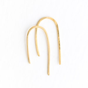 Dainty Half Hoop Earrings - Horseshoe Earrings - Threader Earrings - U Form Jewelry - Hammered Earrings - 14K Gold Filled - Small Earrings