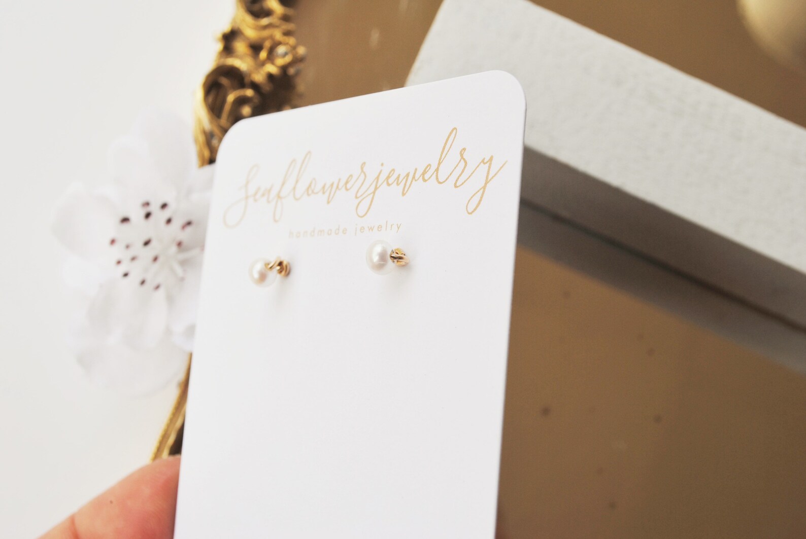 Pearl Stud Earrings/ Ivory White Genuine Pearl Earrings Push - Etsy