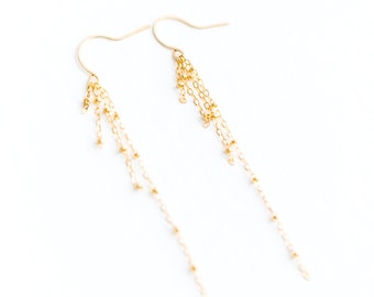 Dainty Gold Chain Earrings • Tassel Earrings • Waterproof Jewelry • Dangle Earrings • Statement Earrings