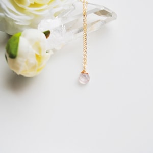 Rose Quartz Necklace - Teardrop Pendant Necklace In 14K Gold Fill Or Sterling Silver