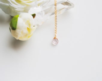 Rose Quartz Necklace - Teardrop Pendant Necklace In 14K Gold Fill Or Sterling Silver