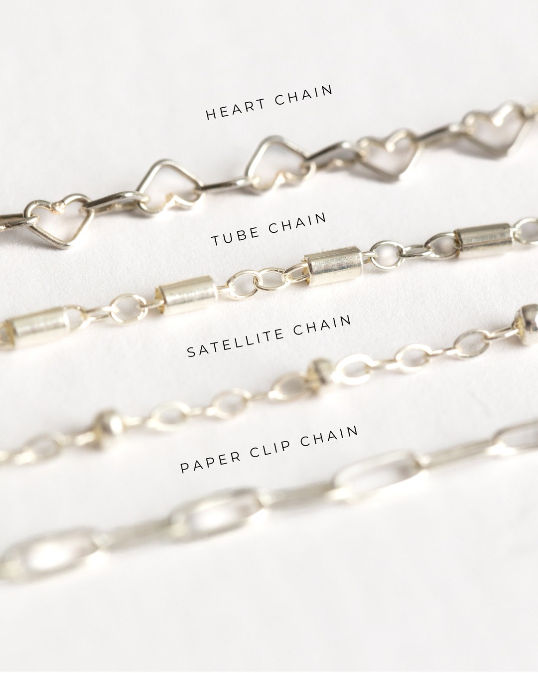 Sterling Silver Chain Bracelet, Heart Chain Bracelet, Bridal Gift, Tube ...