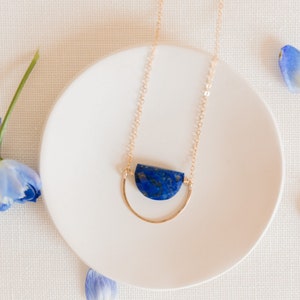 Lapis Lazuli Pendant Necklace - Art Decor Necklace - Blue Gemstone Necklace - Minimalist Necklace - Goddess Jewelry - Boho Necklace