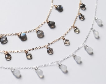 Smoky Quartz Necklace - Women Moonstone Necklace - Labradorite Jewelry - Layered Necklace