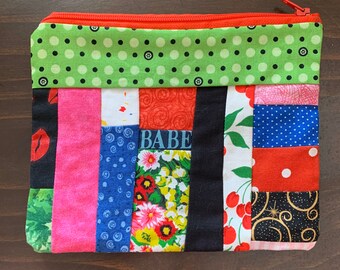 Ready to Ship! Zip Pouch Coin Purse 3.5x5.5 OOAK Handcrafted Lined Upcycled Recycled Materials