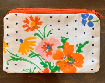 Ready to Ship! Zip Pouch Coin Purse 3.5x5.5 OOAK Handcrafted Lined Upcycled Recycled Materials