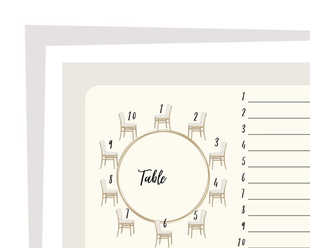Table Seating Chart 10 Table Dinner Party Planner Wedding Seating Plan Print Table Numbers Pdf