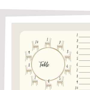 Tisch Sitzplan | 10 Tisch-Dinner-Party-Planer | Sitzplan Hochzeit | Drucken Sie Tischnummern | pdf zum Downloaden