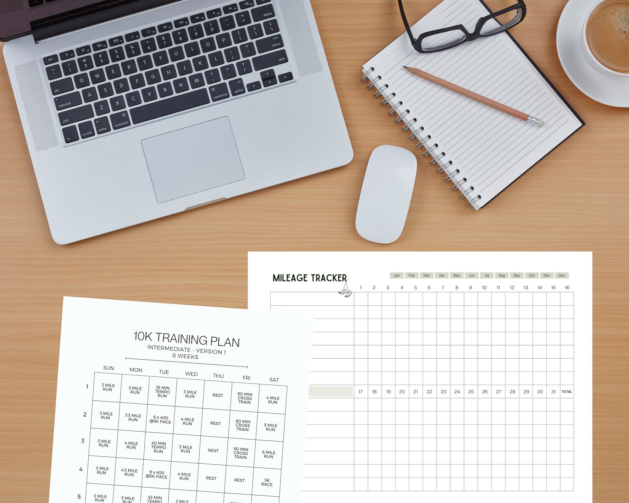 10k Training Plan Intermediate Printable Download 8 Weeks to 10k