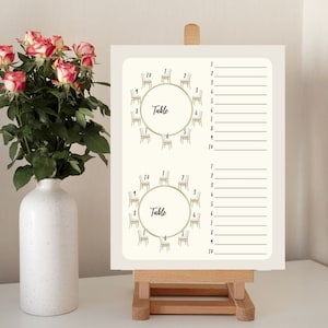 Table Seating Chart | 10 Table Dinner Party Planner | Wedding Seating ...