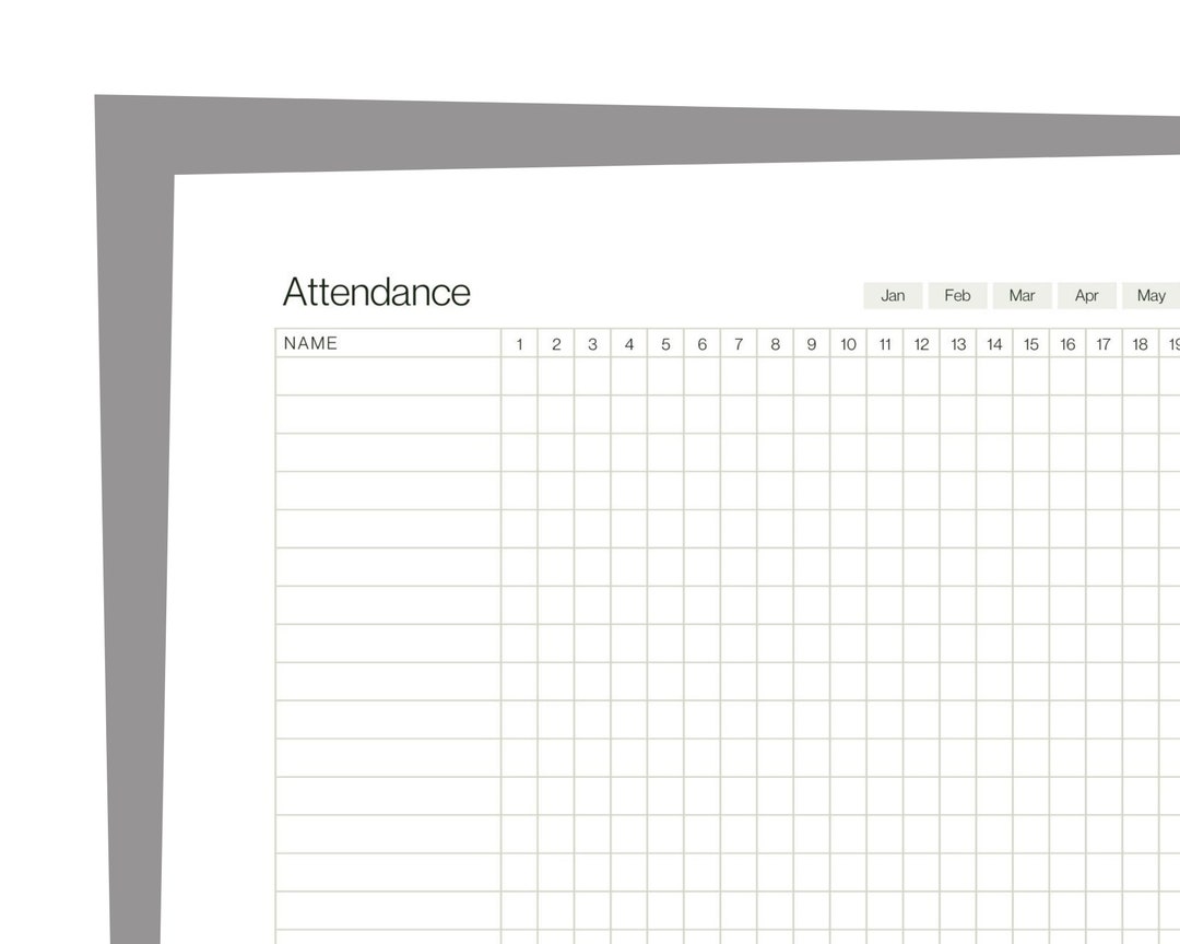 Attendance Template Printable | Daily Attendance Tracker Download for ...