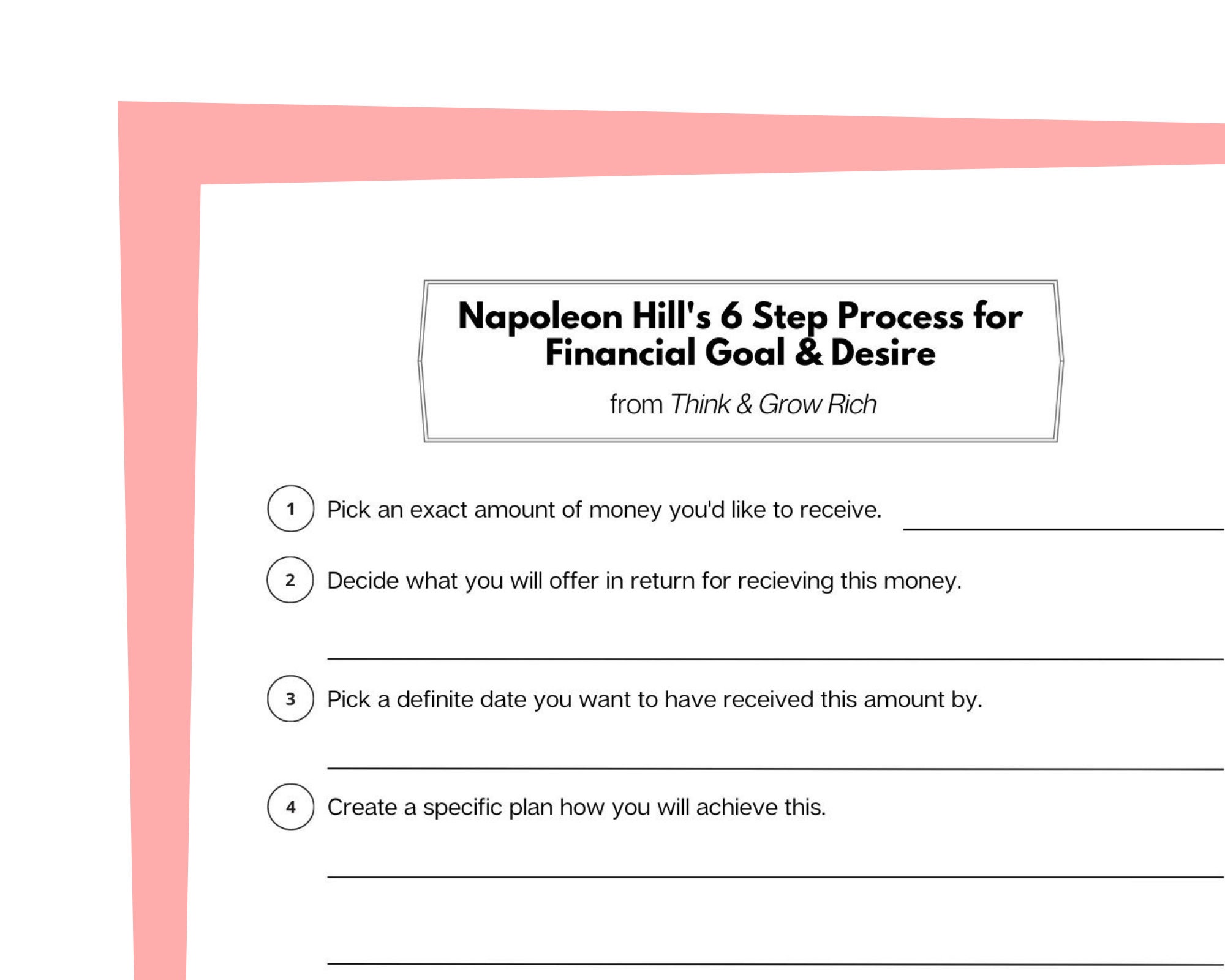 Napoleon Hill Think and Grow Rich Download Printable | Financial Goal