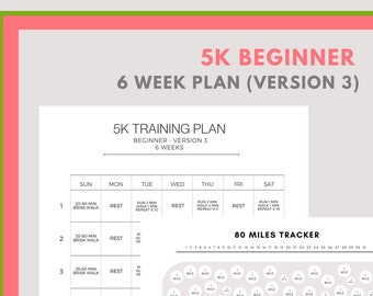 5k Training Plan Printable for Beginners With Mileage Tracker