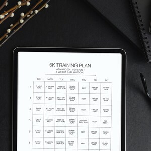 5k Training Plan Printable | Advanced Runner Race Plan | 8 Weeks to 5k ...