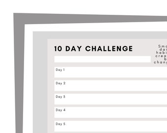 10 Day Challenge Printable | Goal Tracker |Weight Loss Planner | Habit Tracker Fitness Planner 10-day