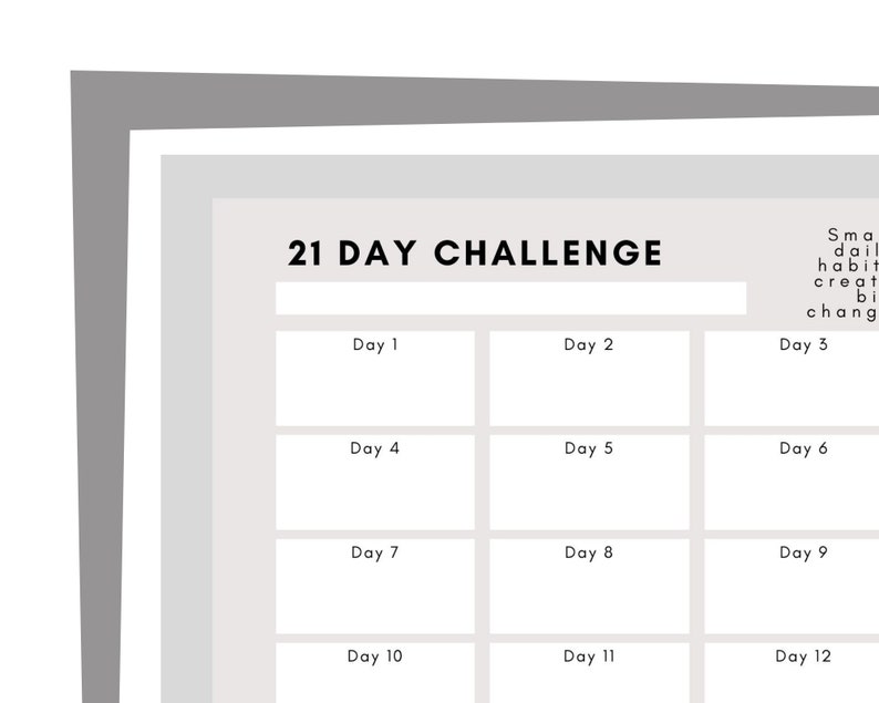 21 Day Challenge Printable Planner Tracker for Bullet Journal Goal ...
