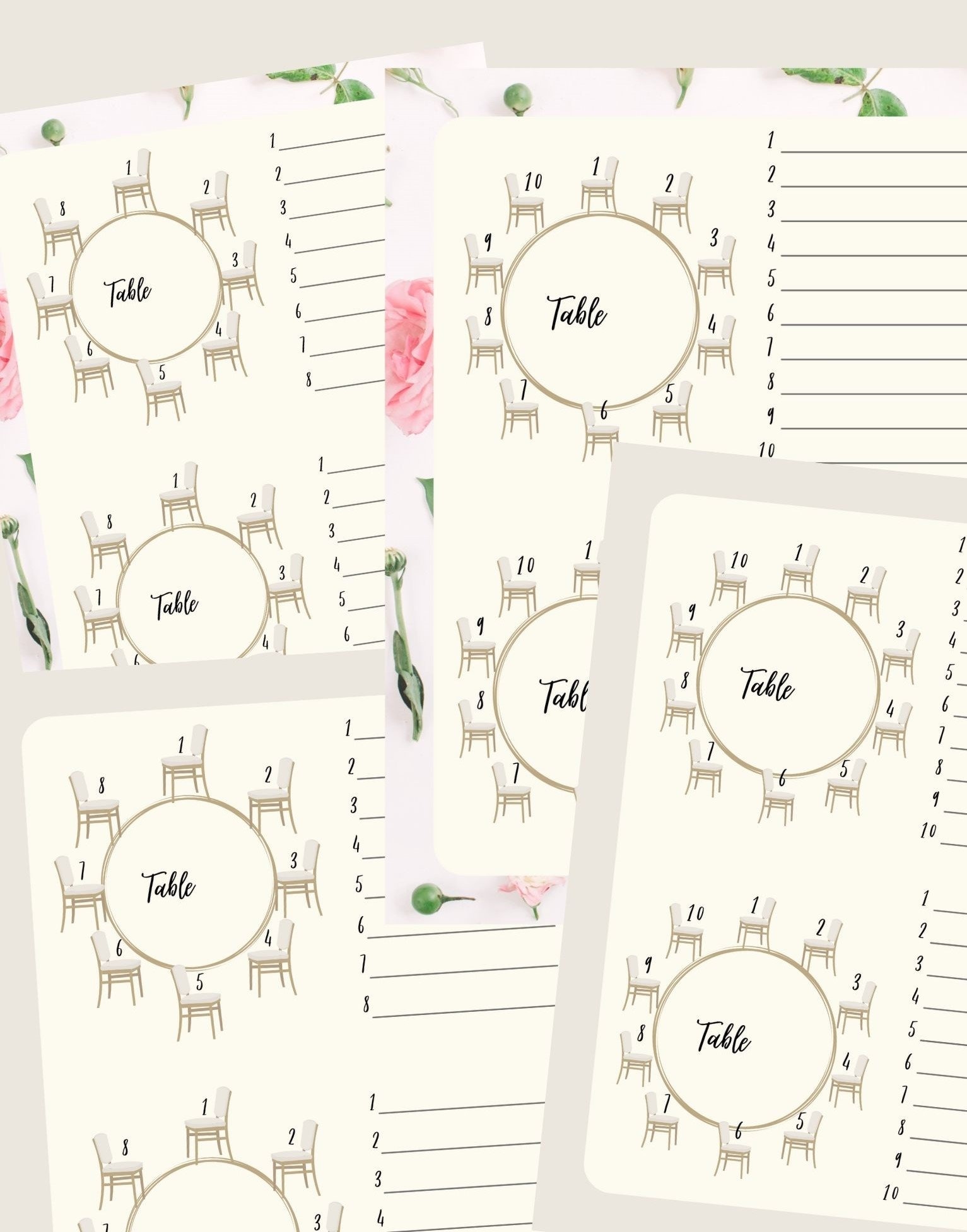 Table Seating Chart | 10 Table Dinner Party Planner | Wedding Seating ...