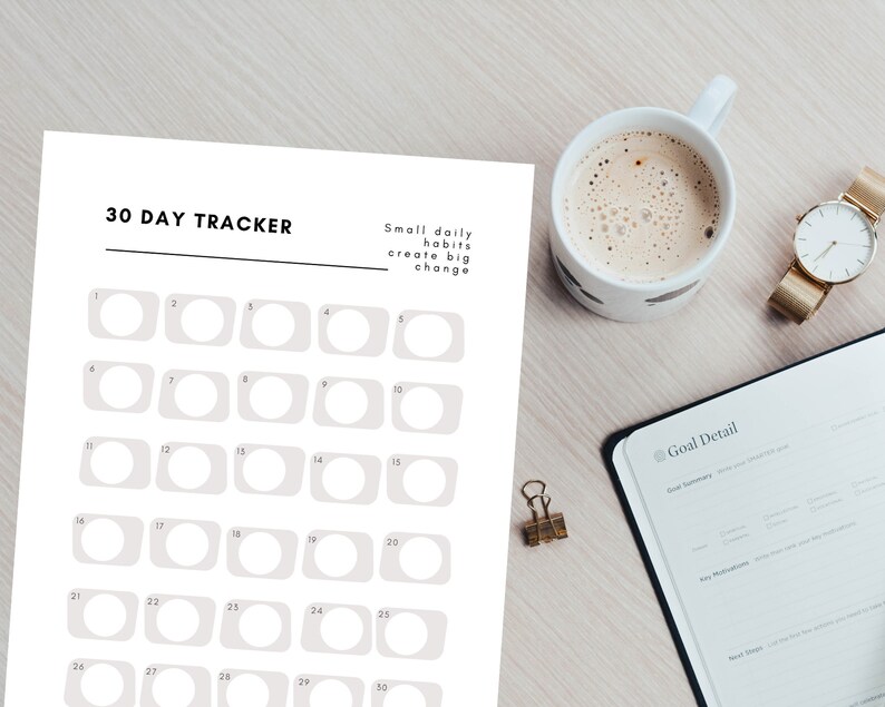 30 Day Habit Tracker Challenge Printable Download | June Bullet 2 ...