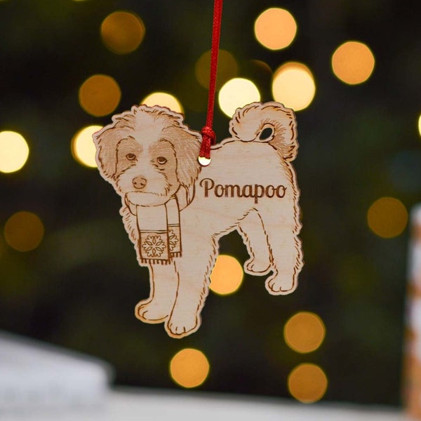 Personalised Pomapoo 2 Dog Decoration - Detailed