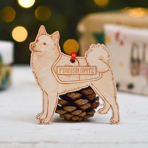 Personalised Finnish Spitz Dog Decoration - Detailed
