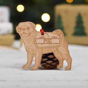 Personalised Black Pug Dog Decoration - Detailed