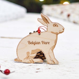 Personalised Belgian Hares Rabbit Decoration