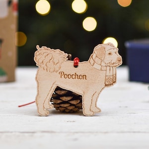 Personalised Poochon Dog Decoration - Detailed