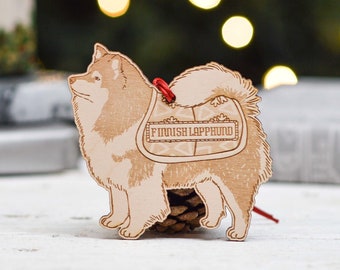 Personalised Finnish Lapphund Dog Decoration - Detailed