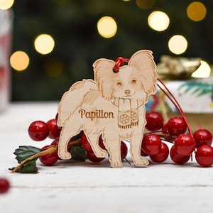 Personalised Papillon Dog Decoration - Detailed