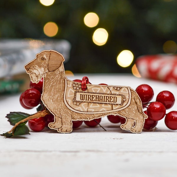 Personalised Wirehaired Dachshund Dog Decoration - Detailed