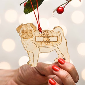 Personalised Pug Dog Decoration - Detailed
