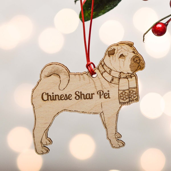 Personalised Chinese Shar Pei Dog Decoration - Detailed