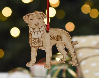Personalised Blue Staffordshire Bull Terrier Dog Decoration - Detailed