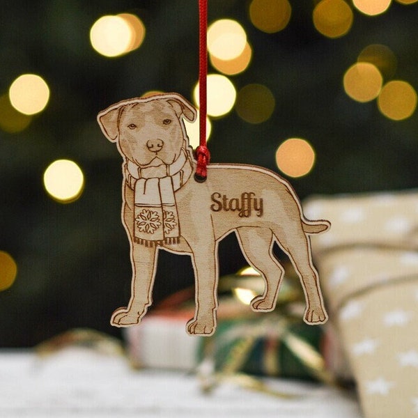 Personalised Blue Staffordshire Bull Terrier Dog Decoration - Detailed